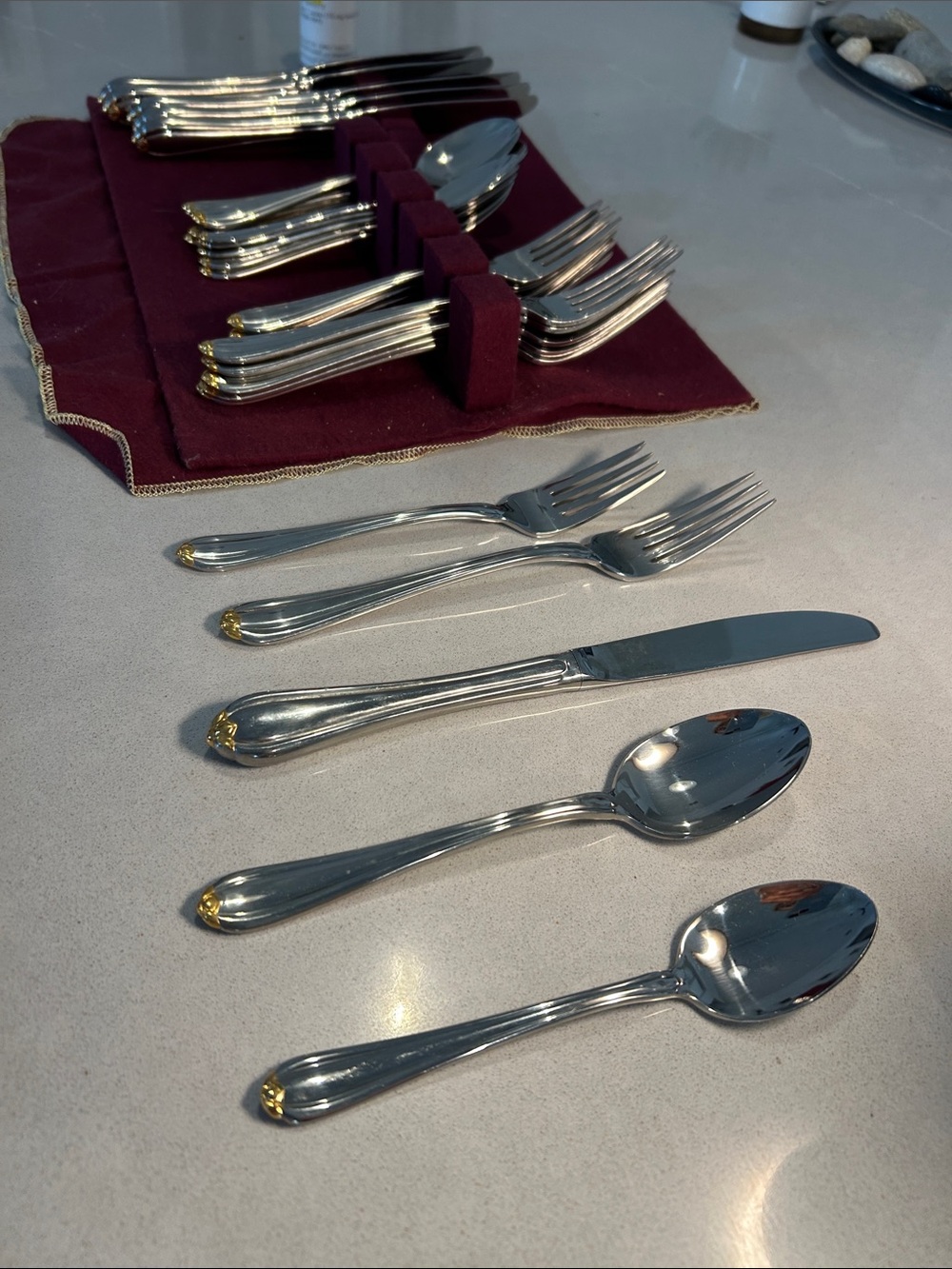 Gorham Rosebud Silver Flatware with Gold-Tipped Accents